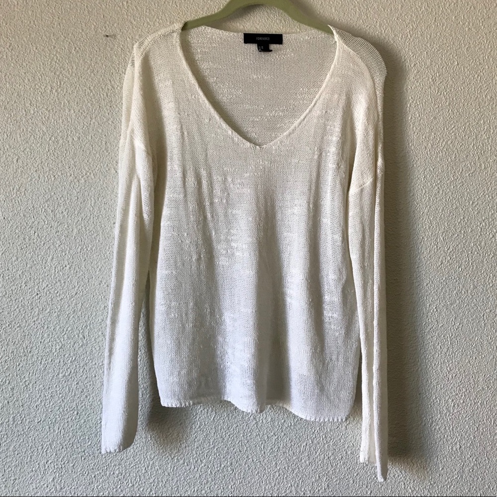 White V-Neck Sweater